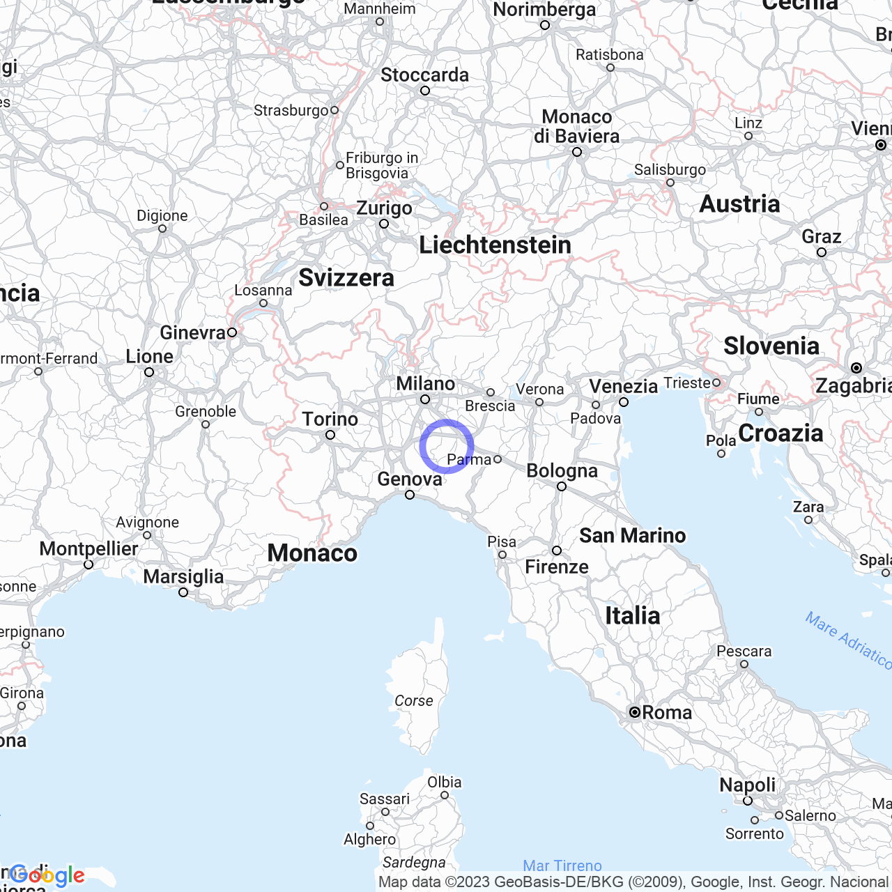 Mappa di Casaleggio in Agazzano