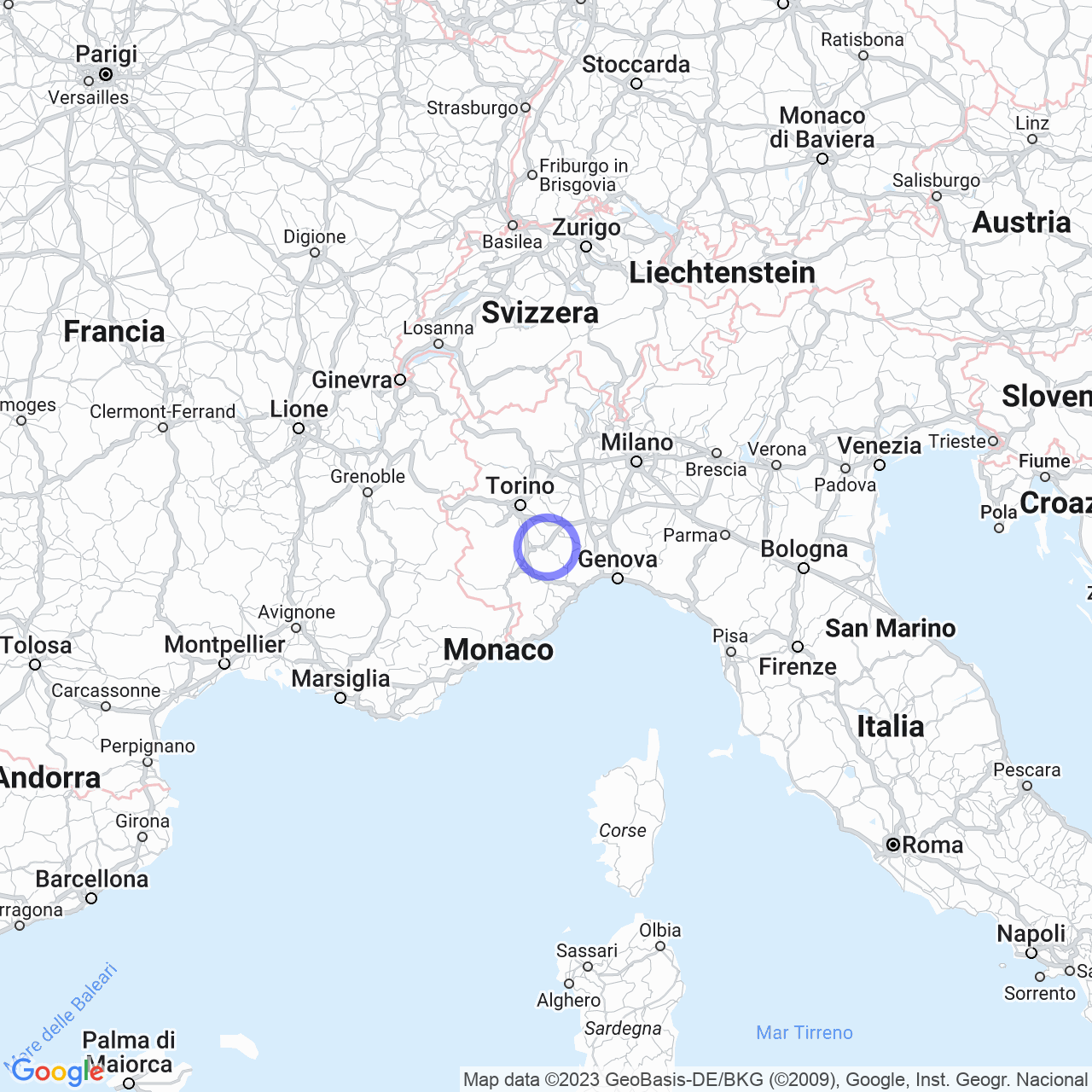 Mappa di Biglini in Alba