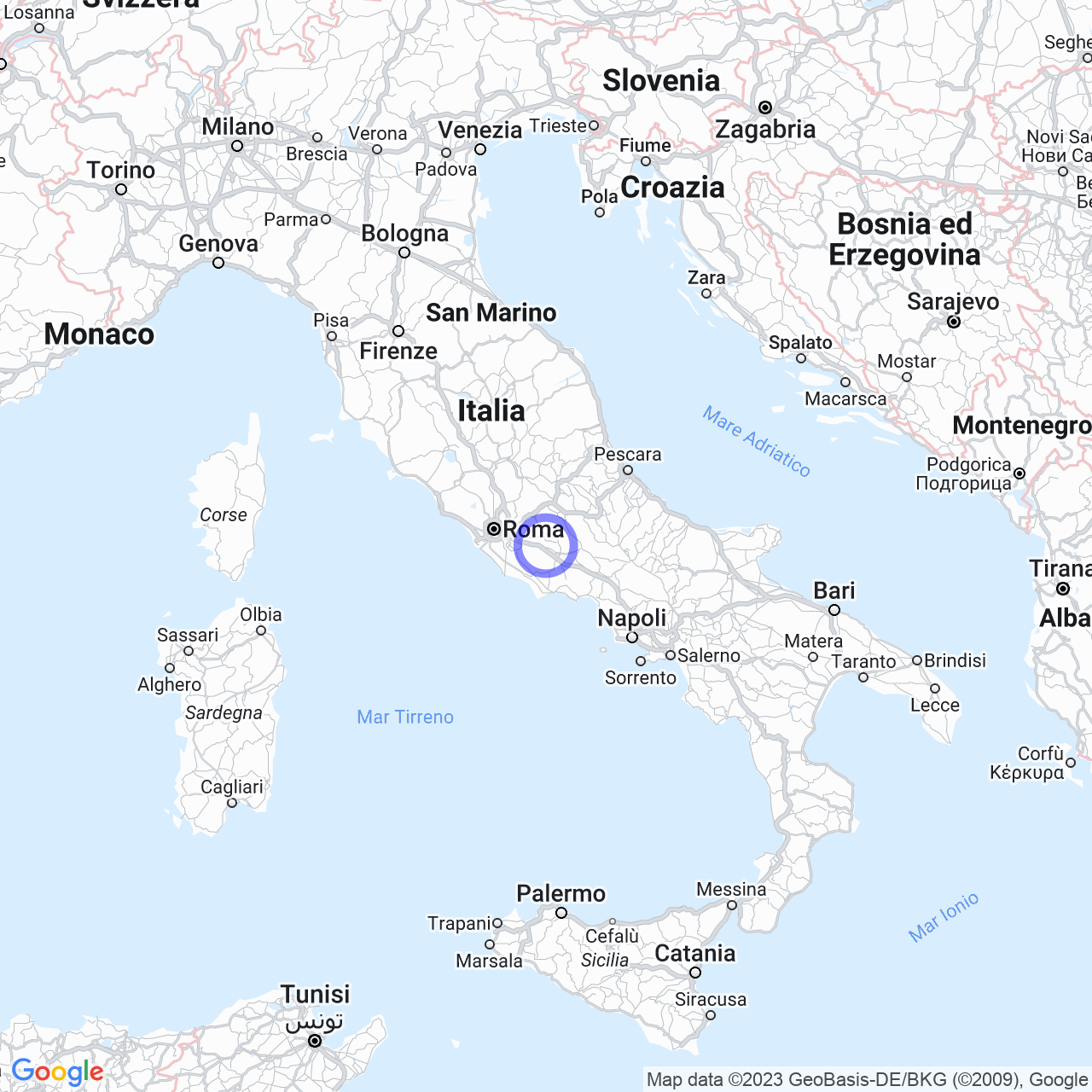 Mappa di Monte Pistillo in Anagni