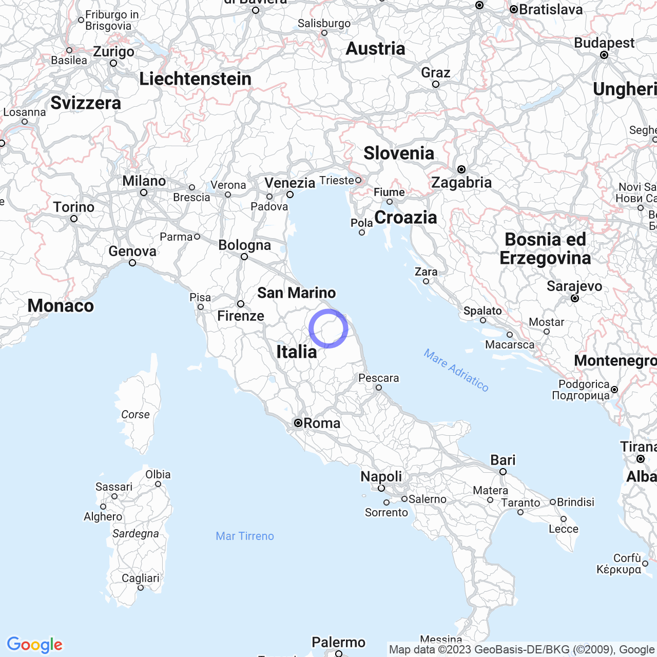 Mappa di Cà di Tosti in Apiro