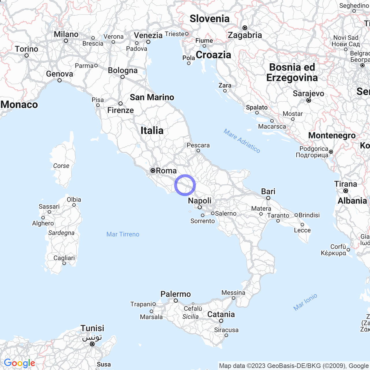 Mappa di Carcione in Aquino