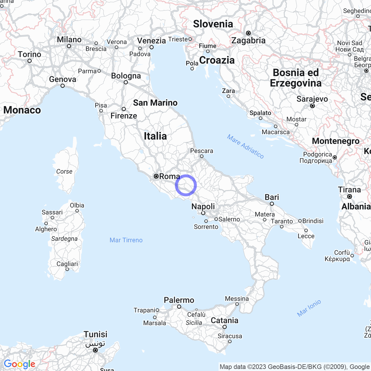 Mappa di Pagliare in Arpino