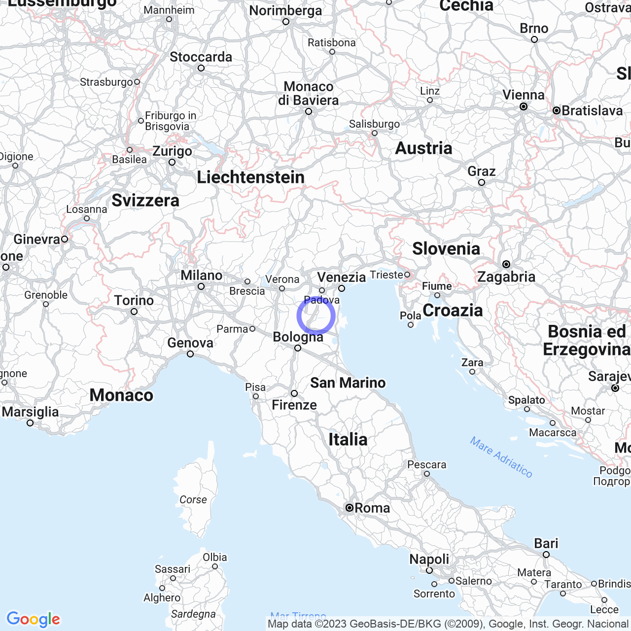 Mappa di Cà Brancalion in Arquà Polesine