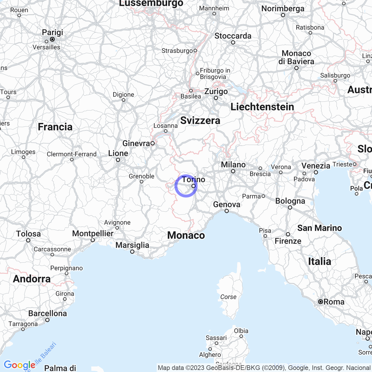 Mappa di Cascina del Conte in Avigliana