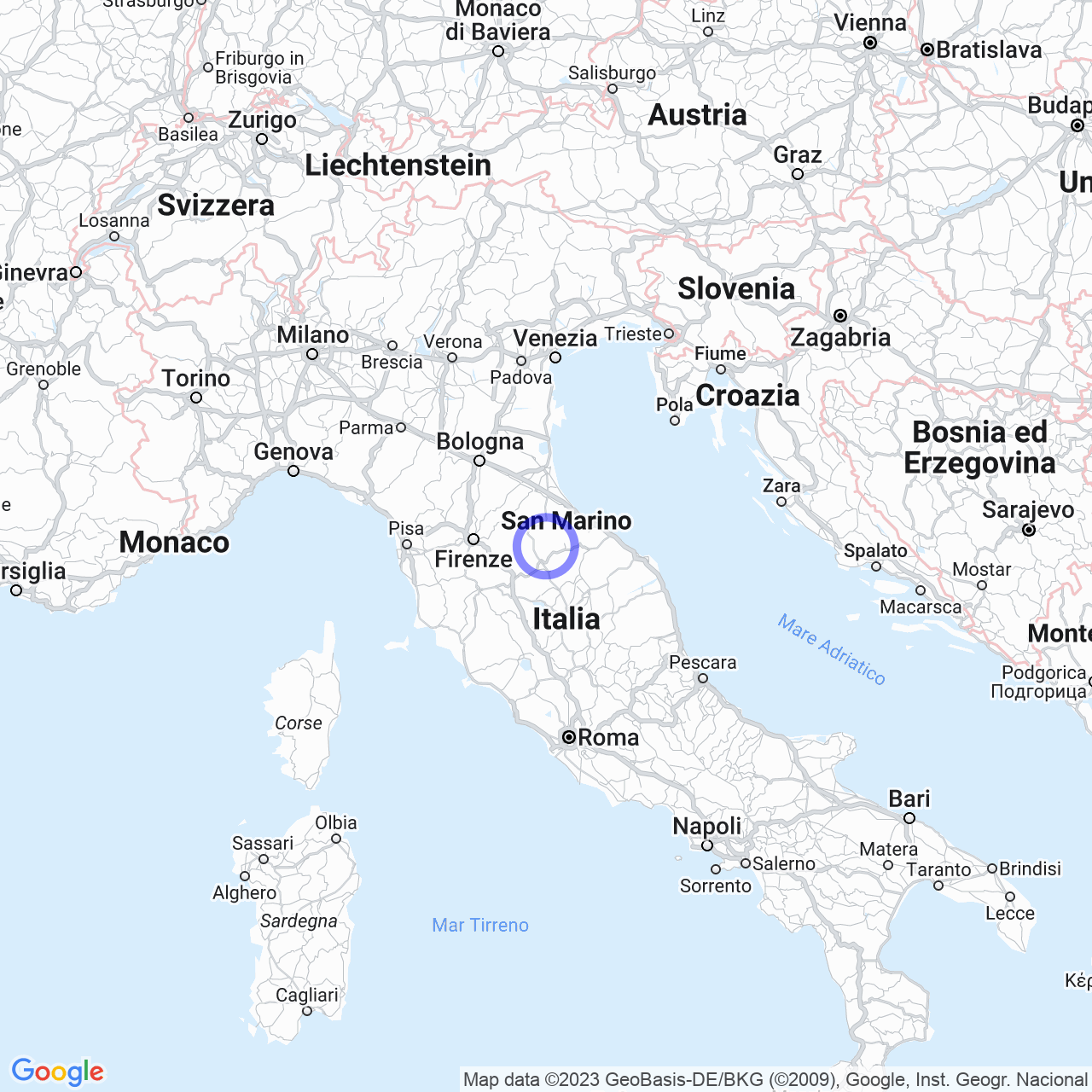 Mappa di Cà Raffaello in Badia Tedalda