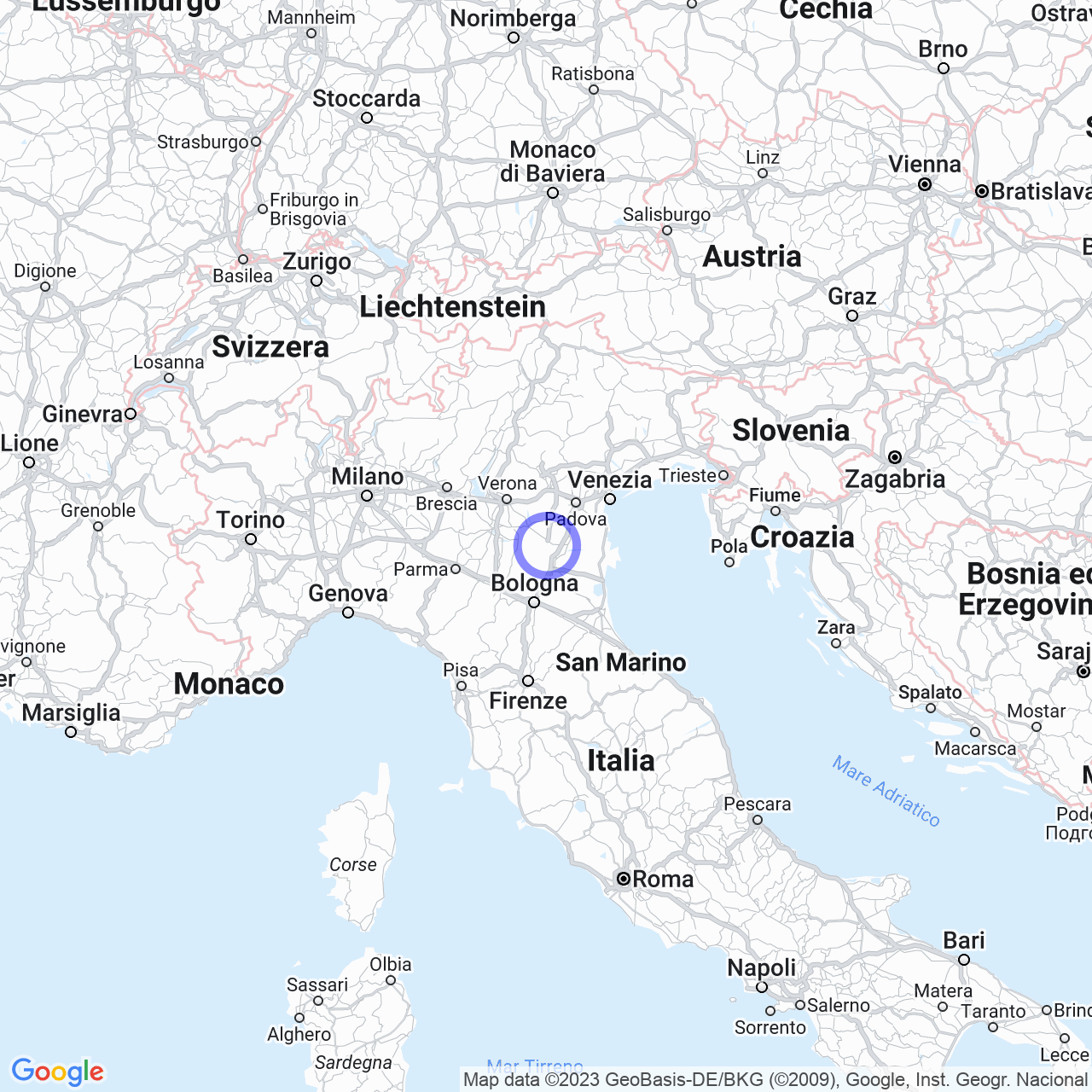 Mappa di Runzi in Bagnolo di Po