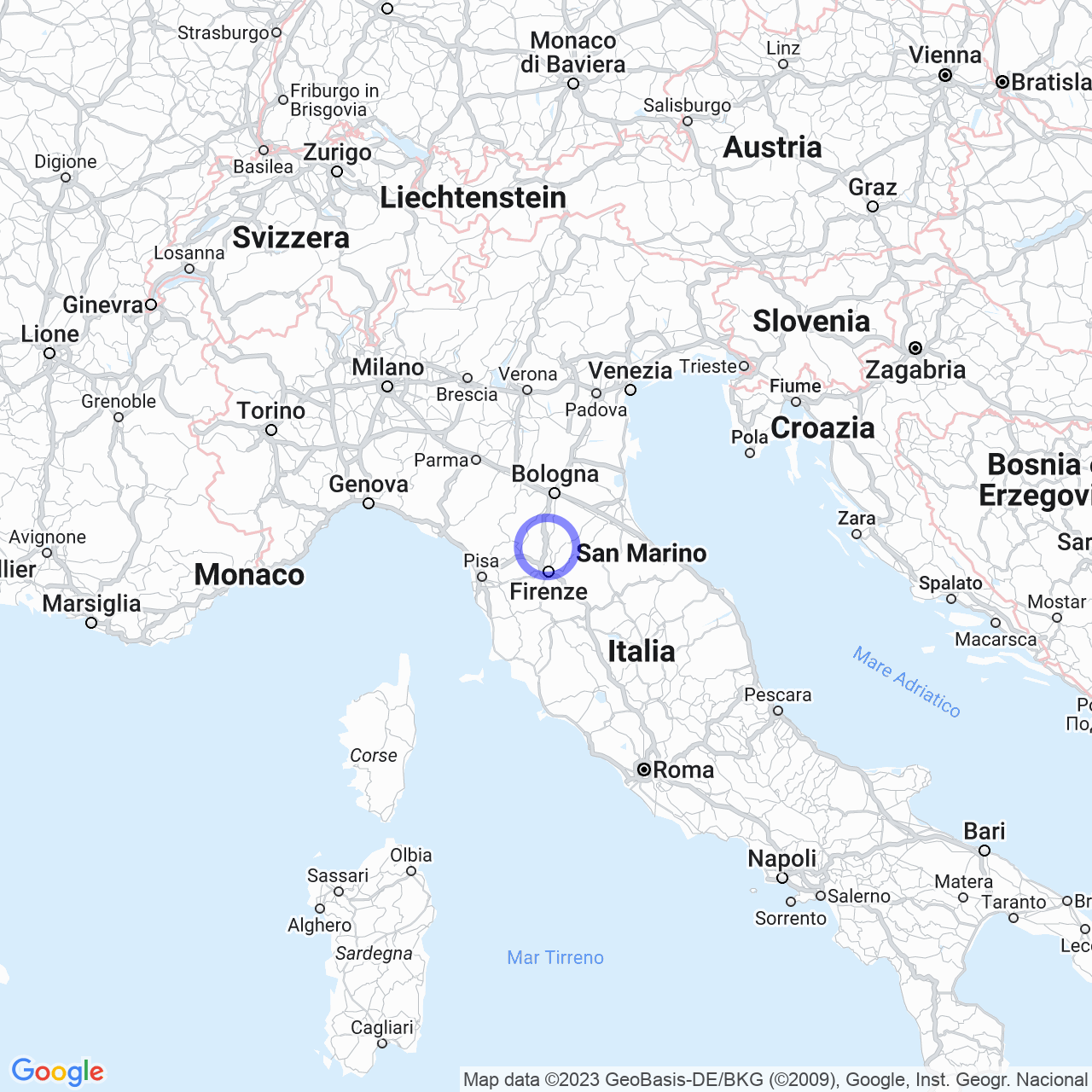 Mappa di Ruzza in Barberino di Mugello