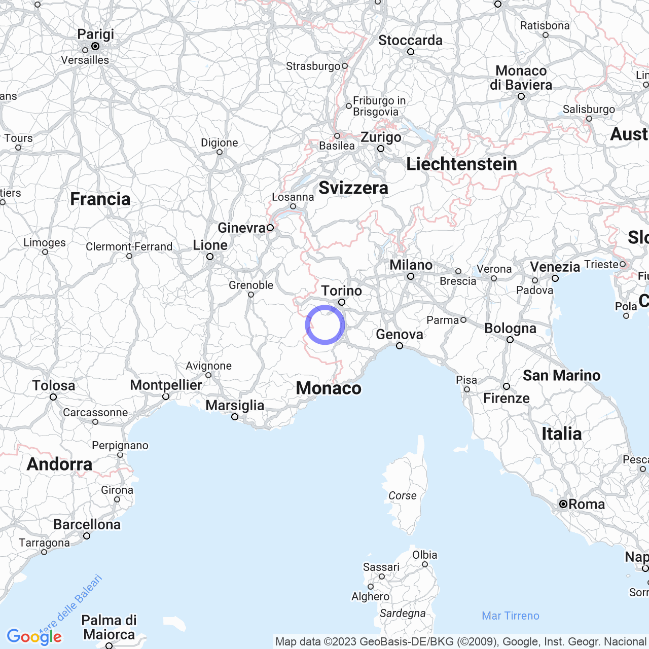 Mappa di Cascina Gorrette in Barge