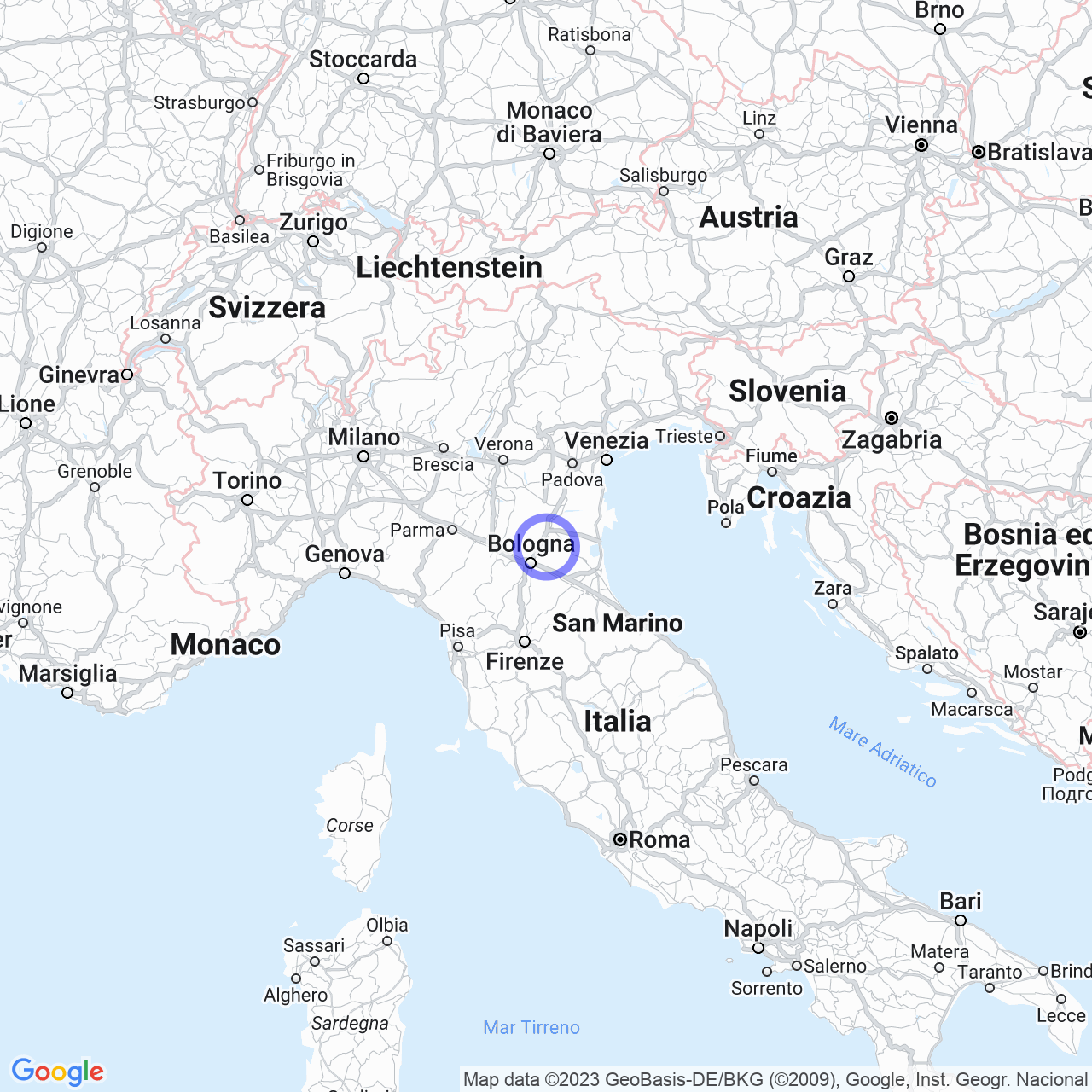 Mappa di Guidetti in Baricella