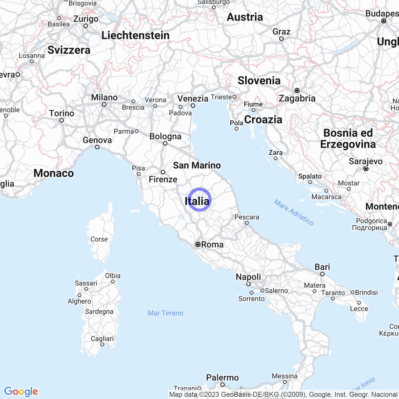 Mappa di Case Beretta in Bastia Umbra