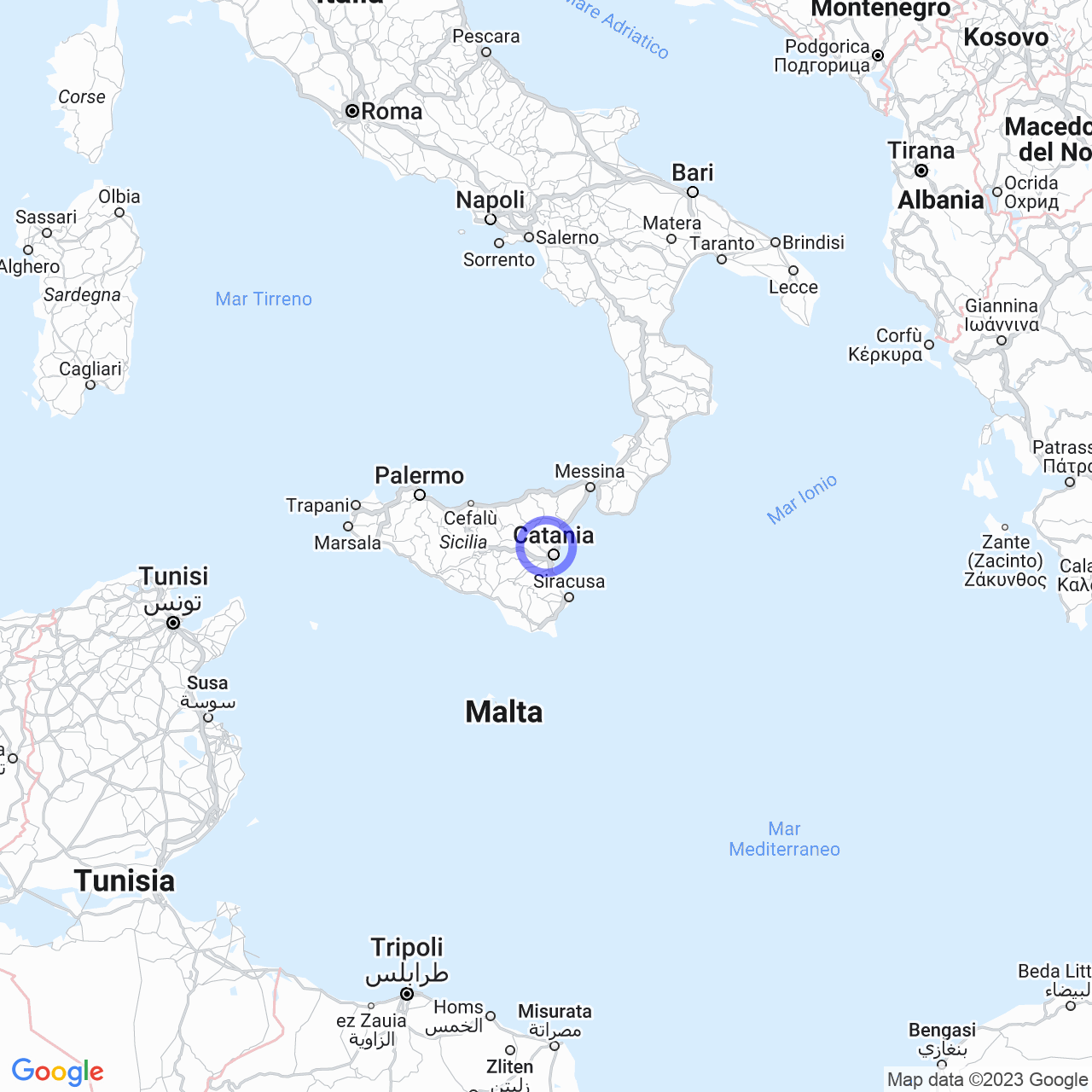 Mappa di Pietra Forcella in Belpasso