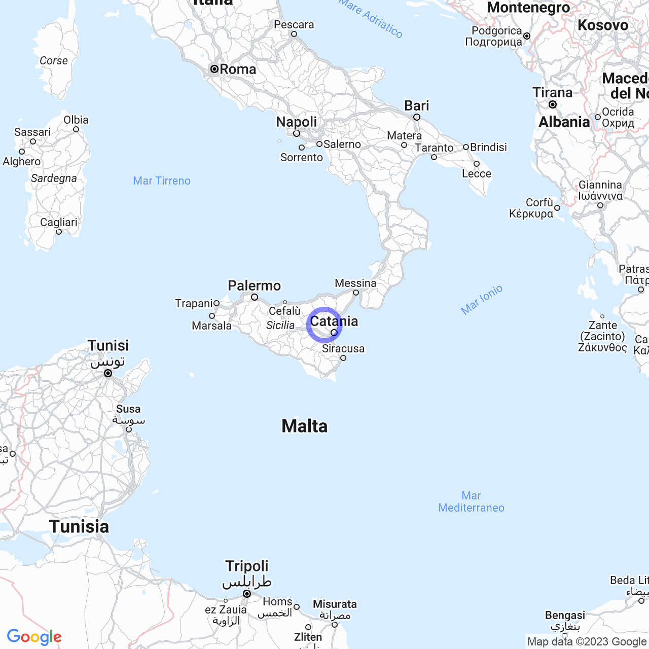 Mappa di Croce Vallone in Biancavilla