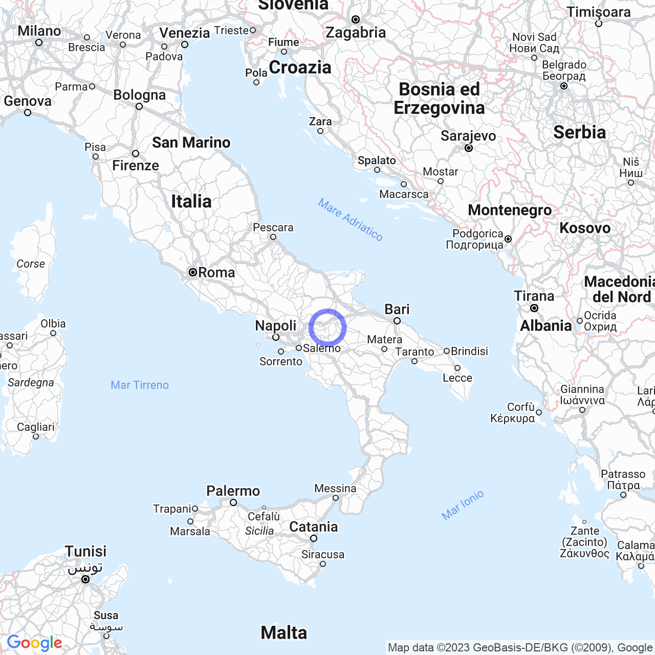 Mappa di Oscata in Bisaccia