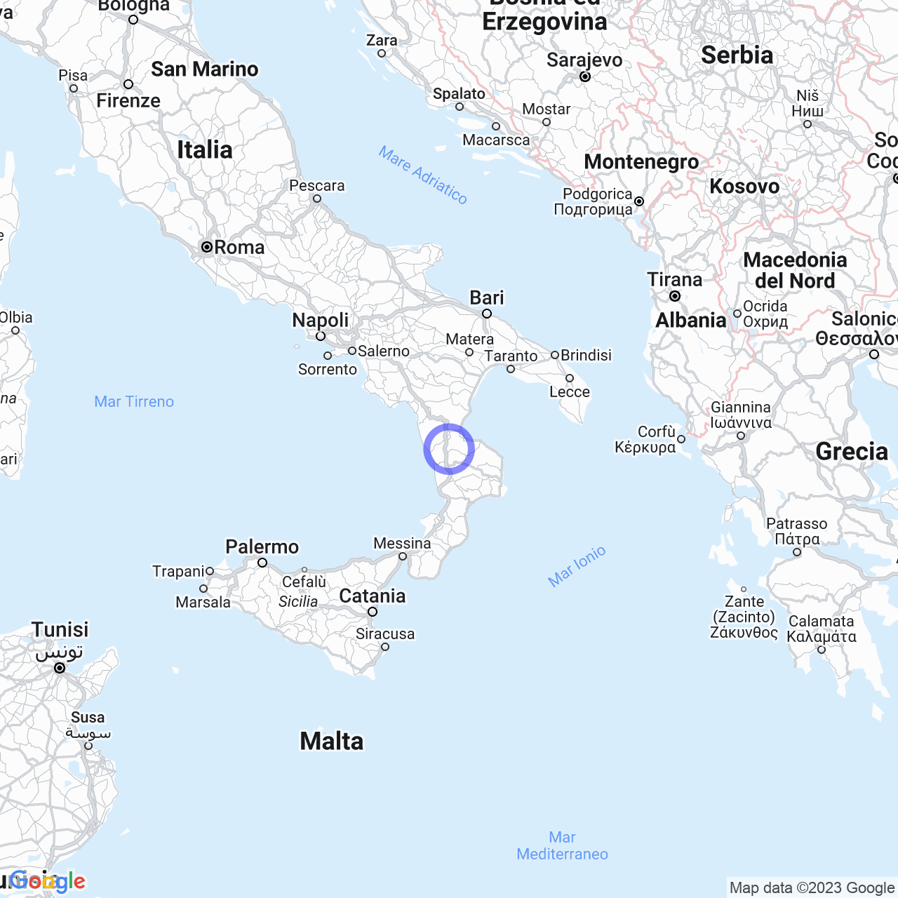 Mappa di Fria Duglia in Bisignano