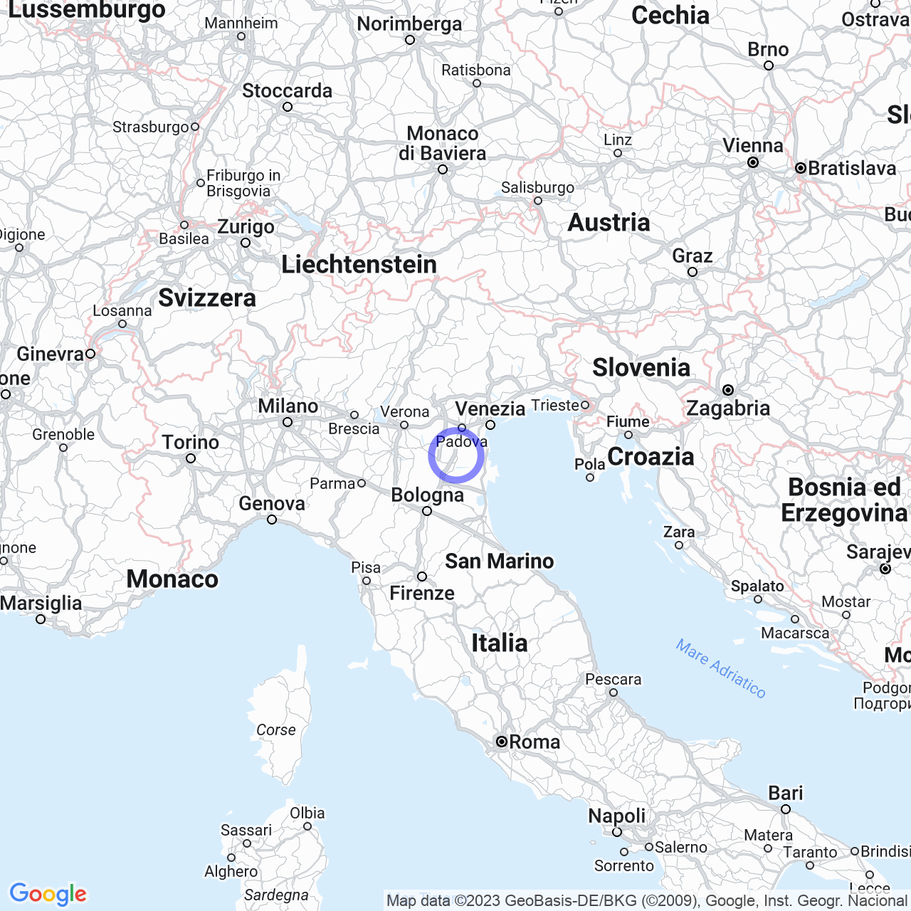 Mappa di Cà Bianca in Boara Pisani