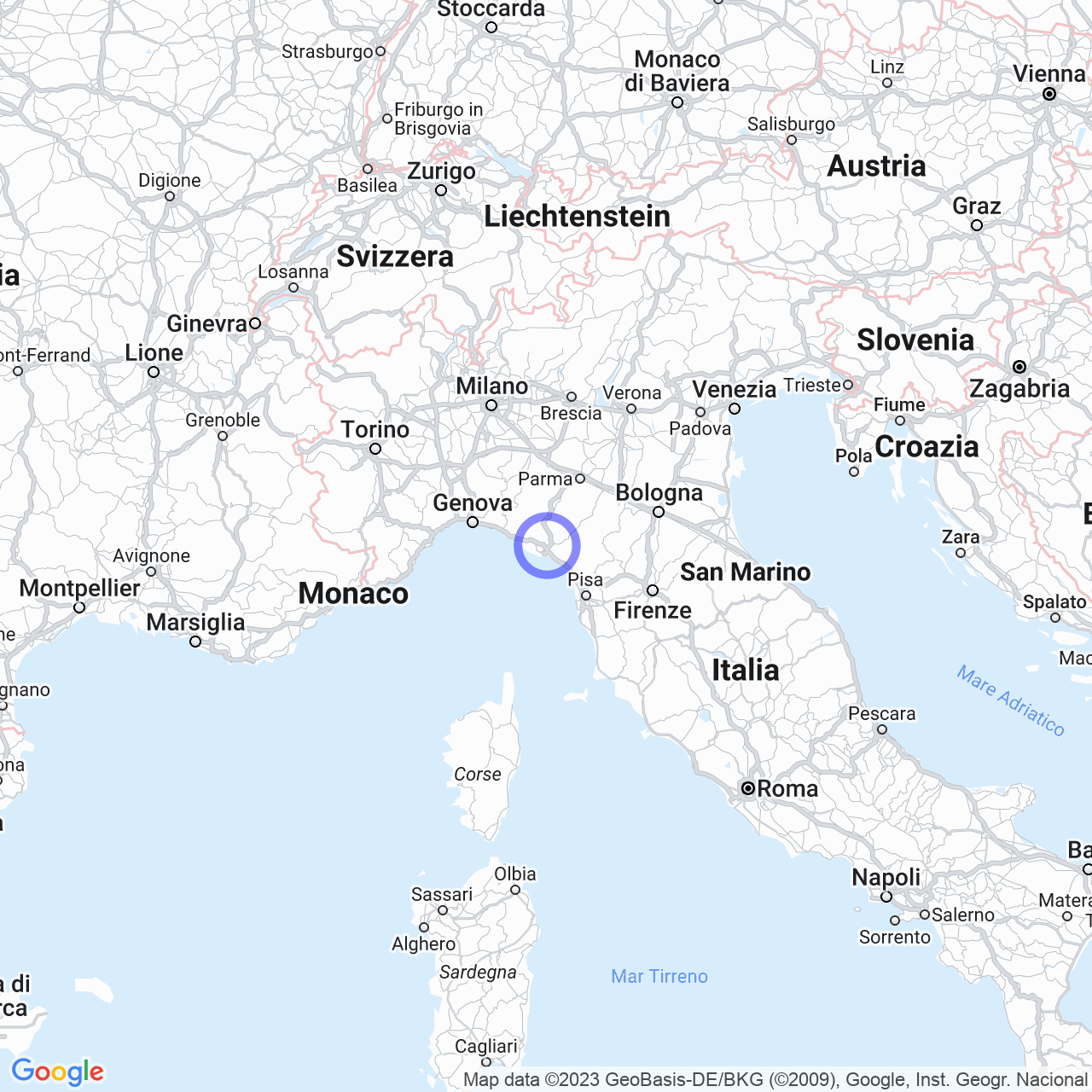 Mappa di Panigale in Bolano