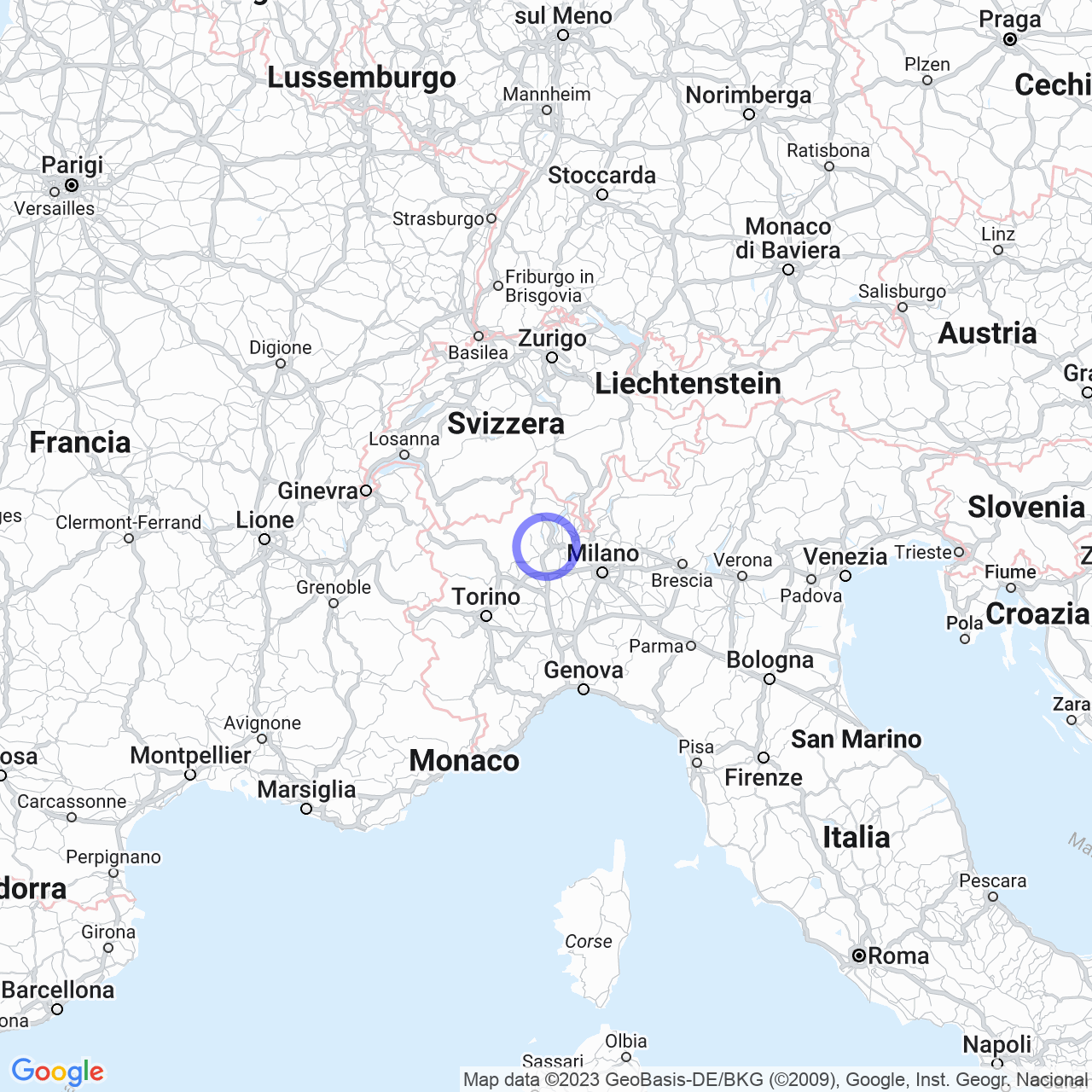 Mappa di Cascina Vallazzetta in Borgomanero