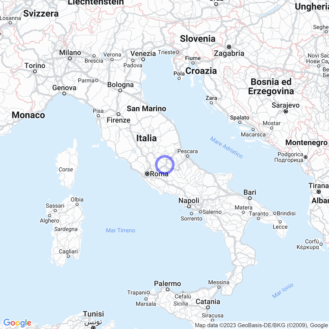 Mappa di Pagliara in Borgorose