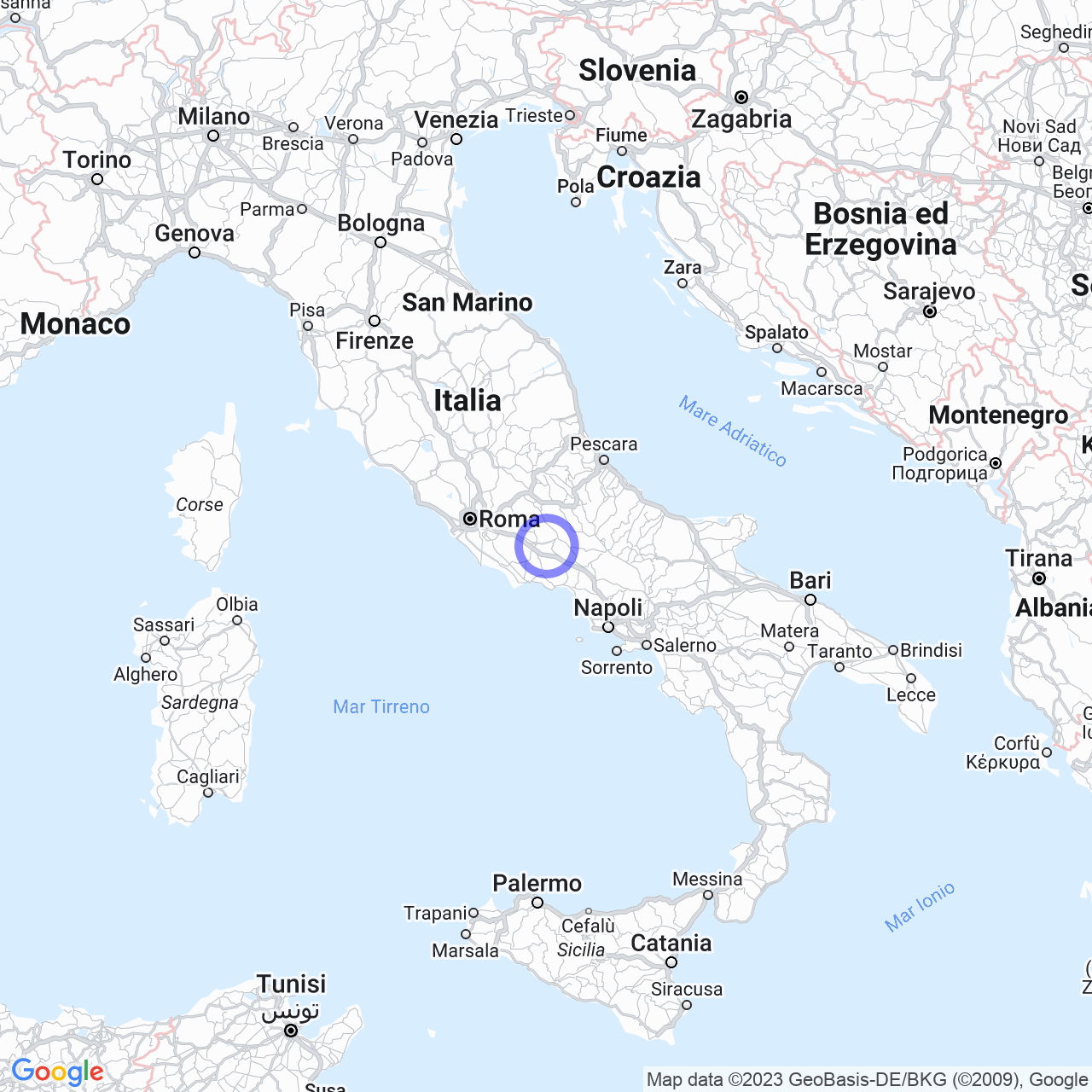 Mappa di Paparungi in Boville Ernica