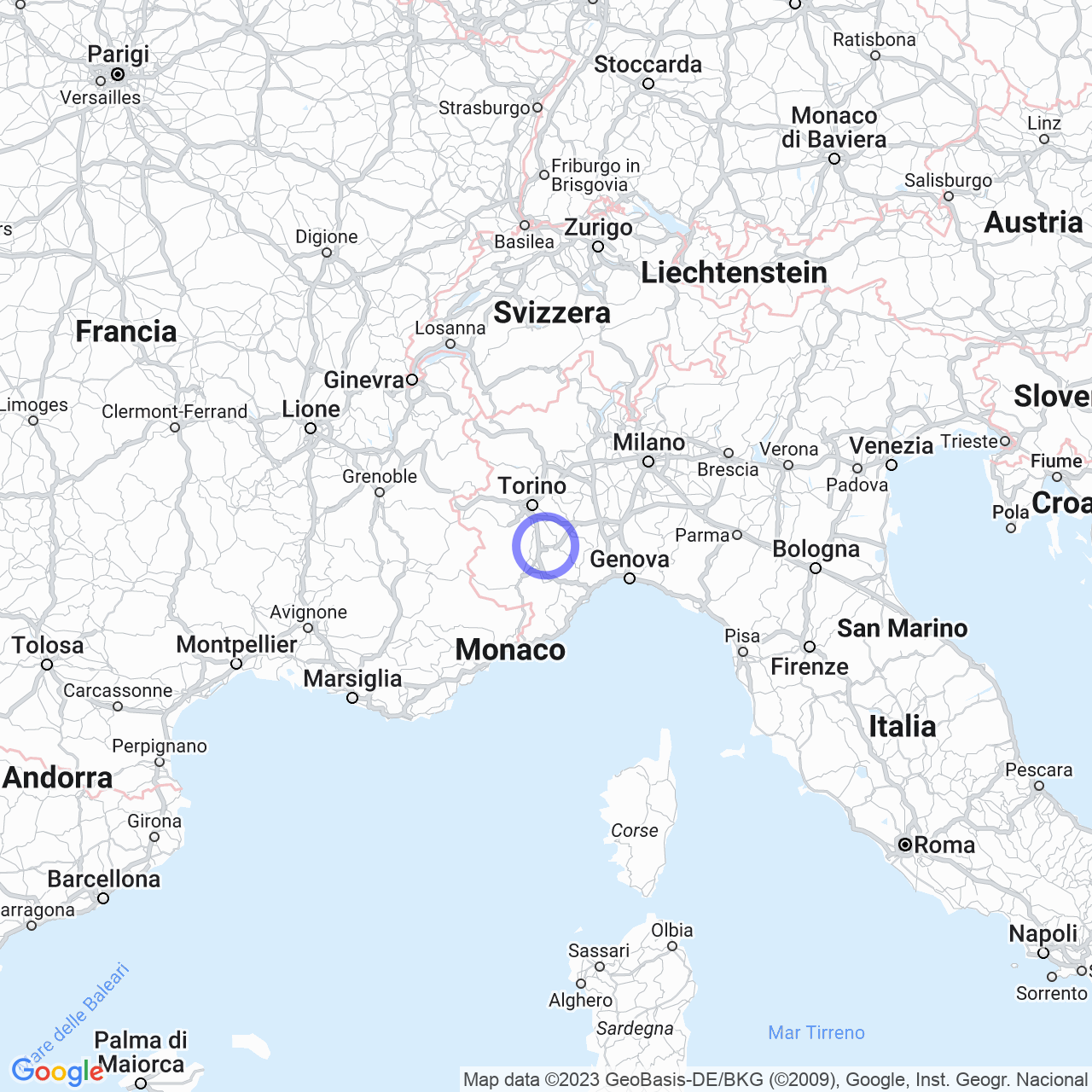 Mappa di Montà della Radice in Bra