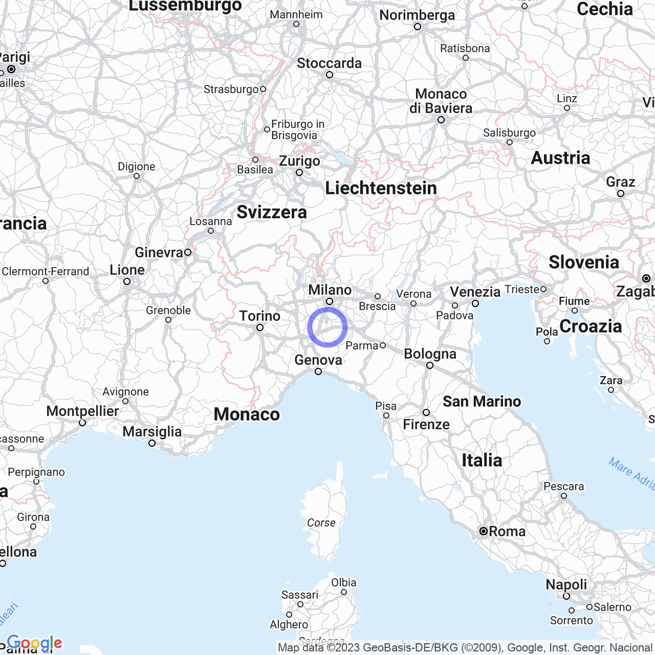 Mappa di Padana in Bressana Bottarone