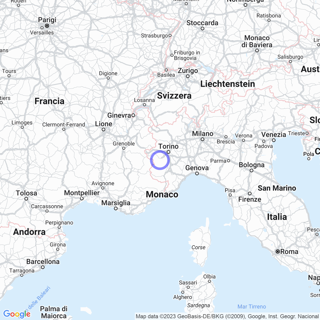 Mappa di Cappella Moreri in Bricherasio