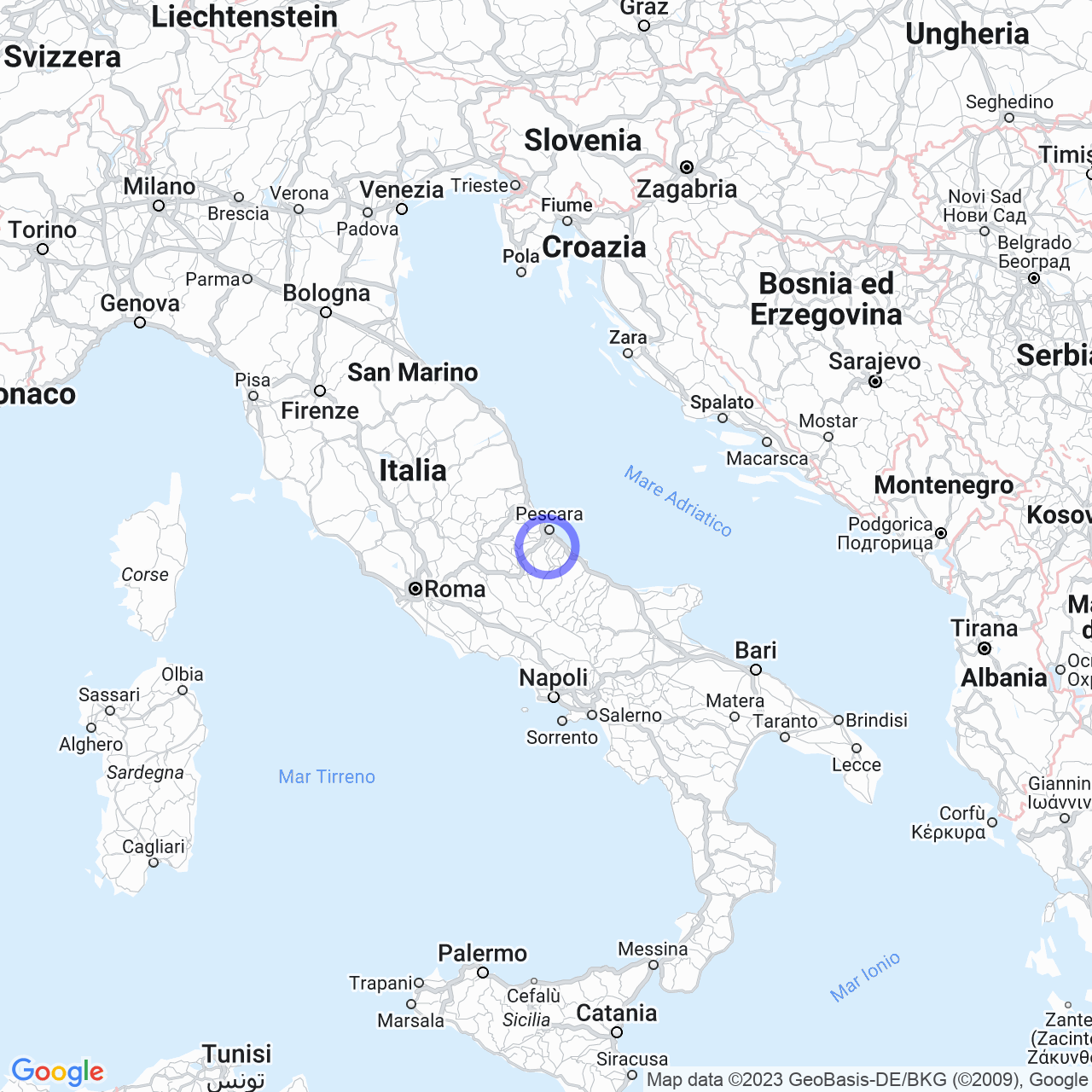 Mappa di Colle Marcone in Bucchianico