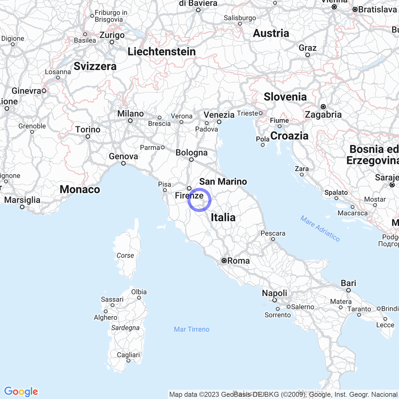 Mappa di Le Mura in Bucine