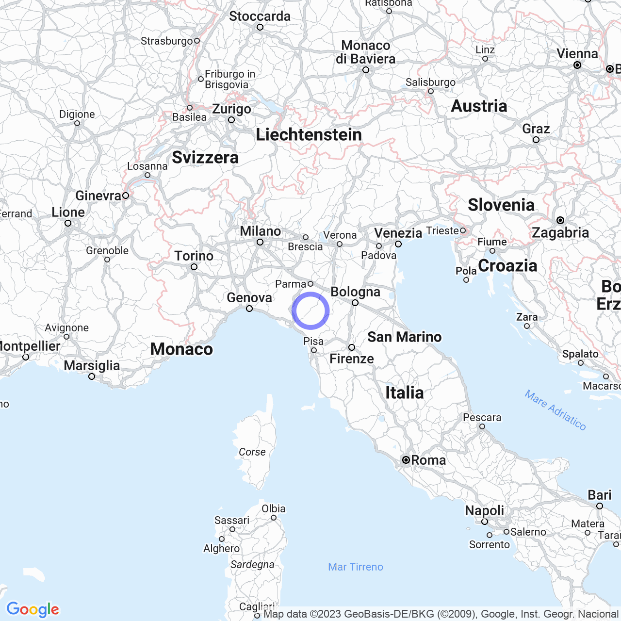 Mappa di Nismozza in Busana