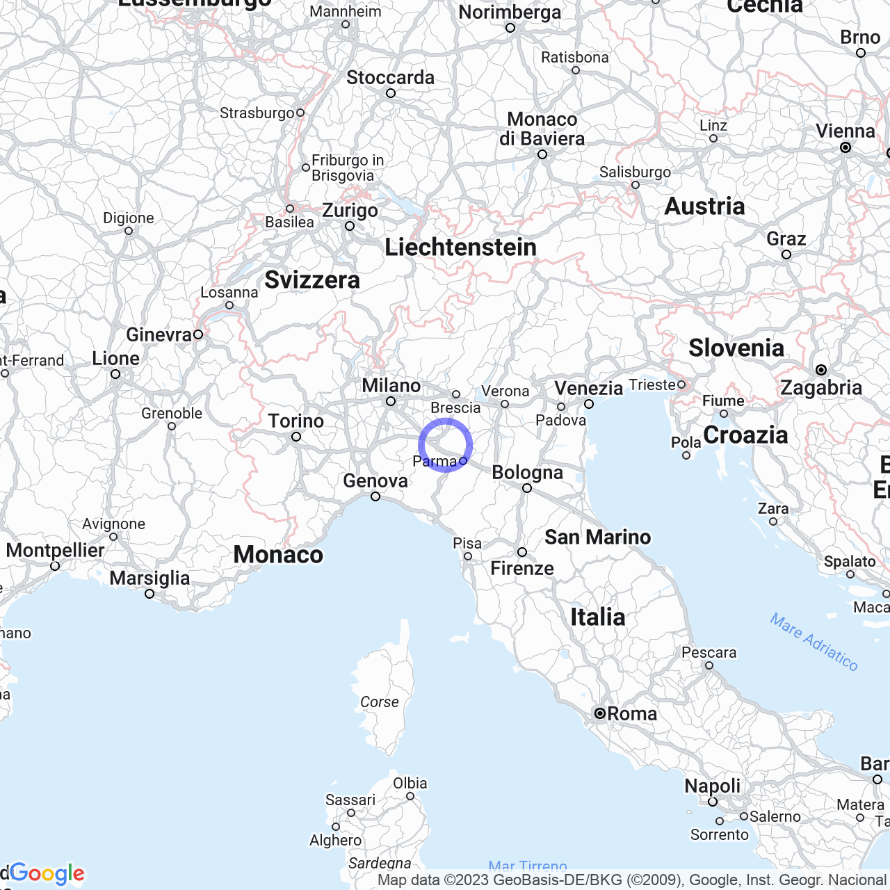 Mappa di Area Arigianale Ex P.i.p. in Busseto