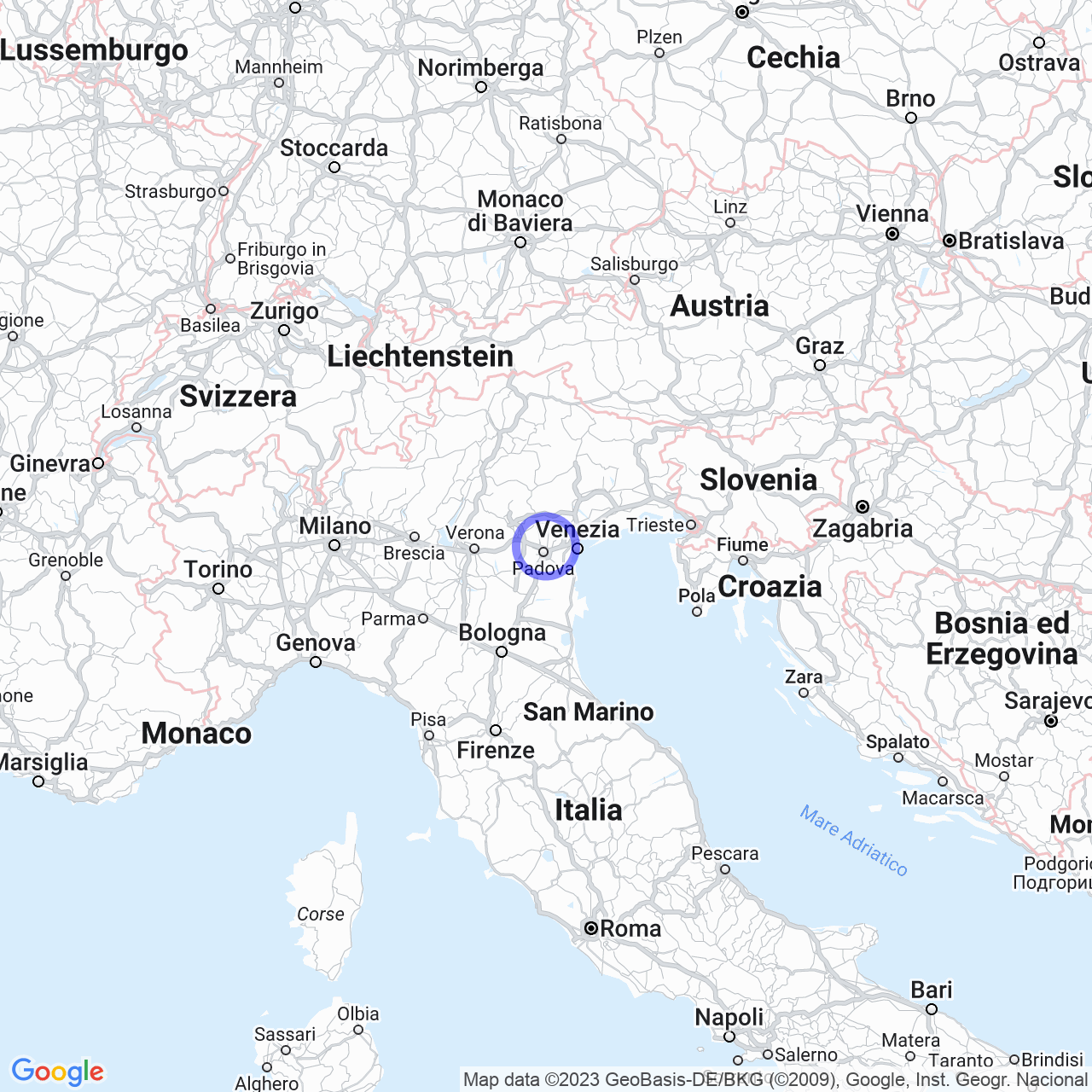 Mappa di Rettore (mezzavia) in Cadoneghe