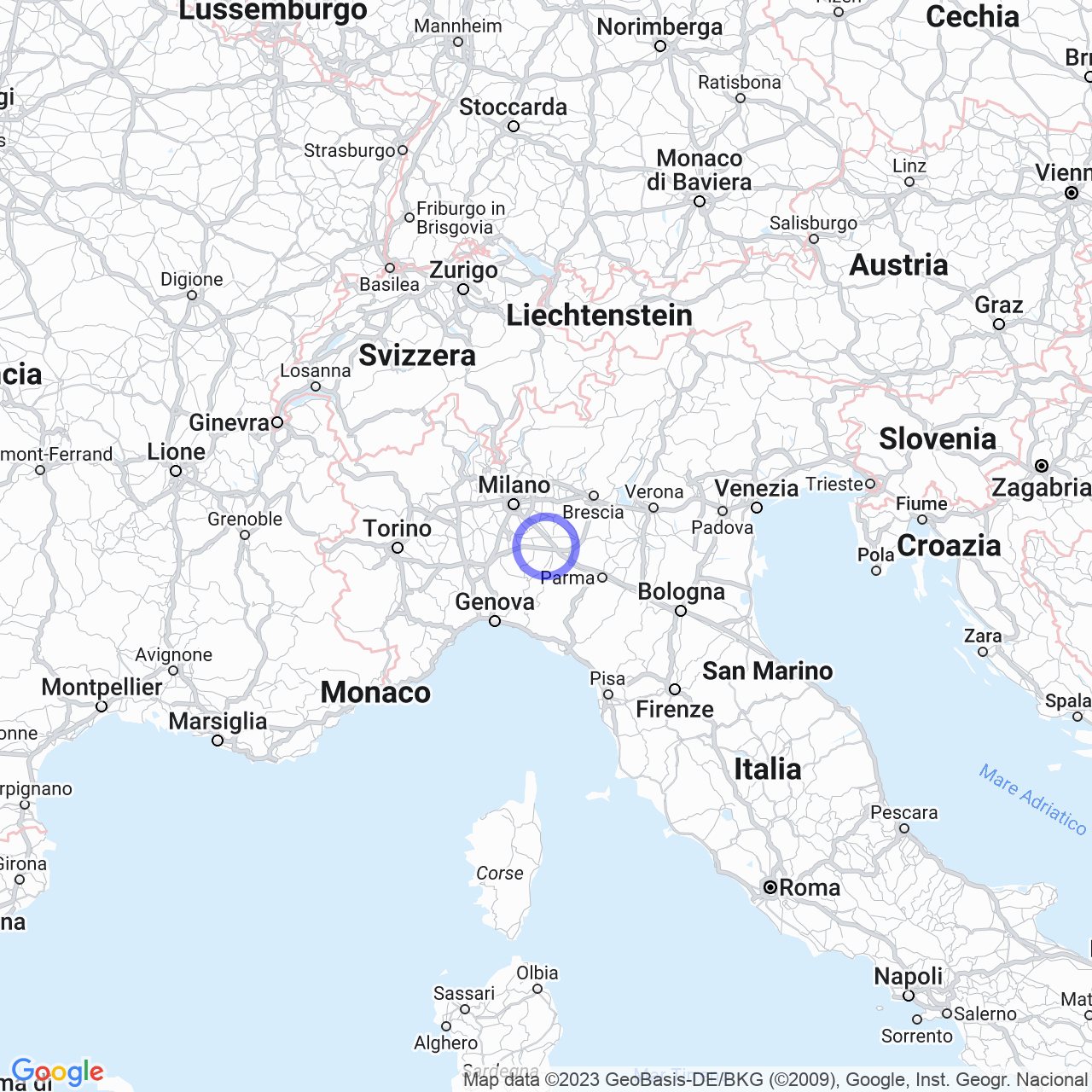 Mappa di Puglia in Calendasco