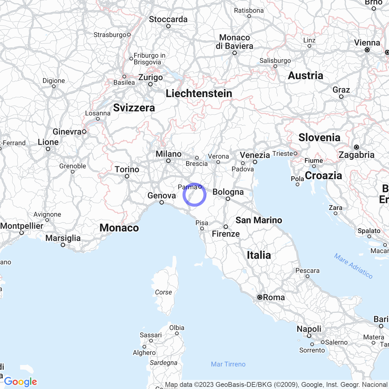 Mappa di Vallerano in Calestano