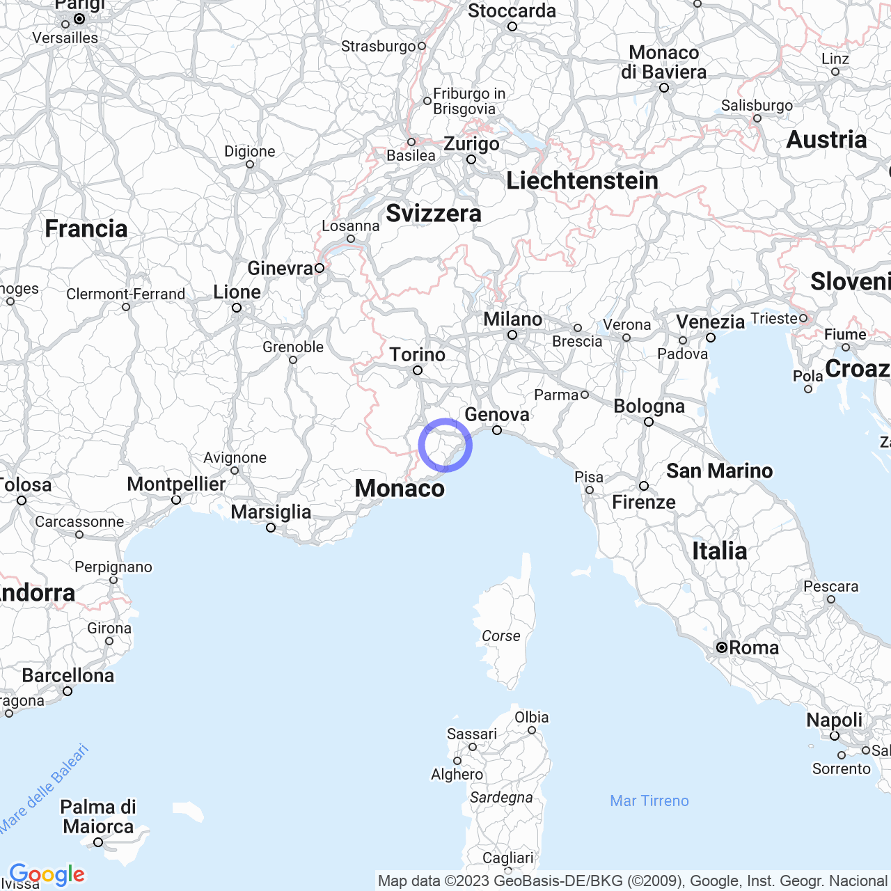 Mappa di Caragnetta in Calizzano