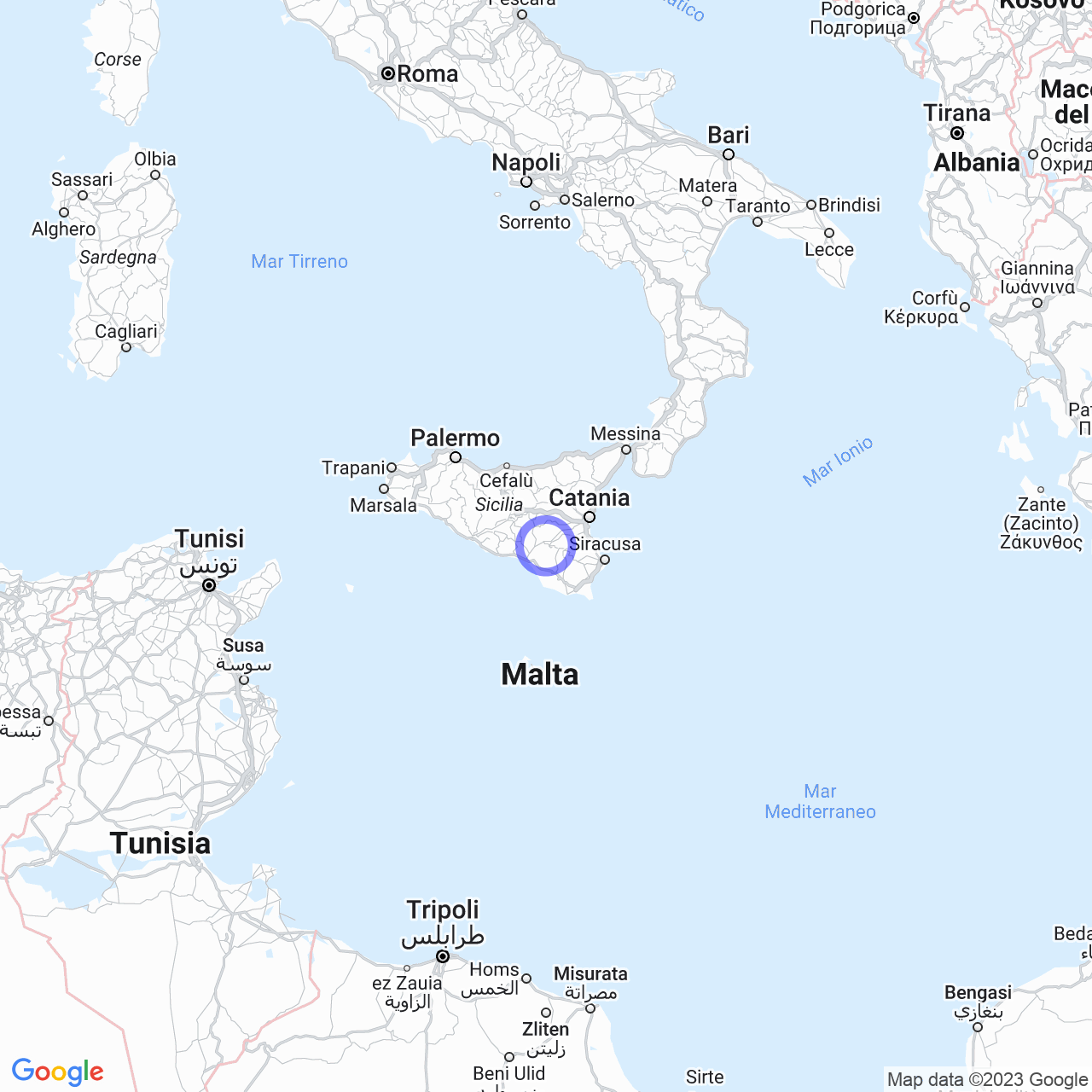 Mappa di A.s.i. in Caltagirone