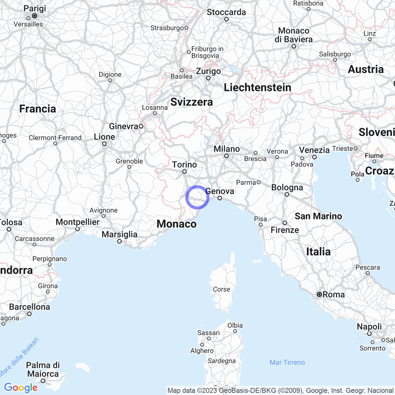 Mappa di Isole in Camerana