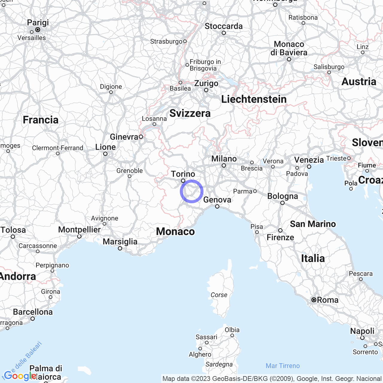 Mappa di Grilloni in Canale