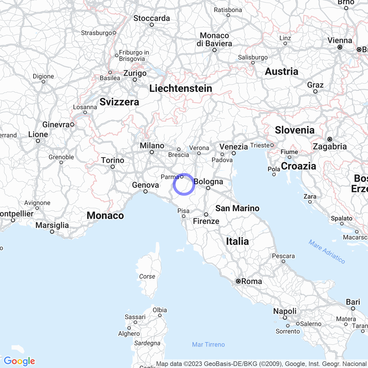 Mappa di Cadrazzole in Canossa