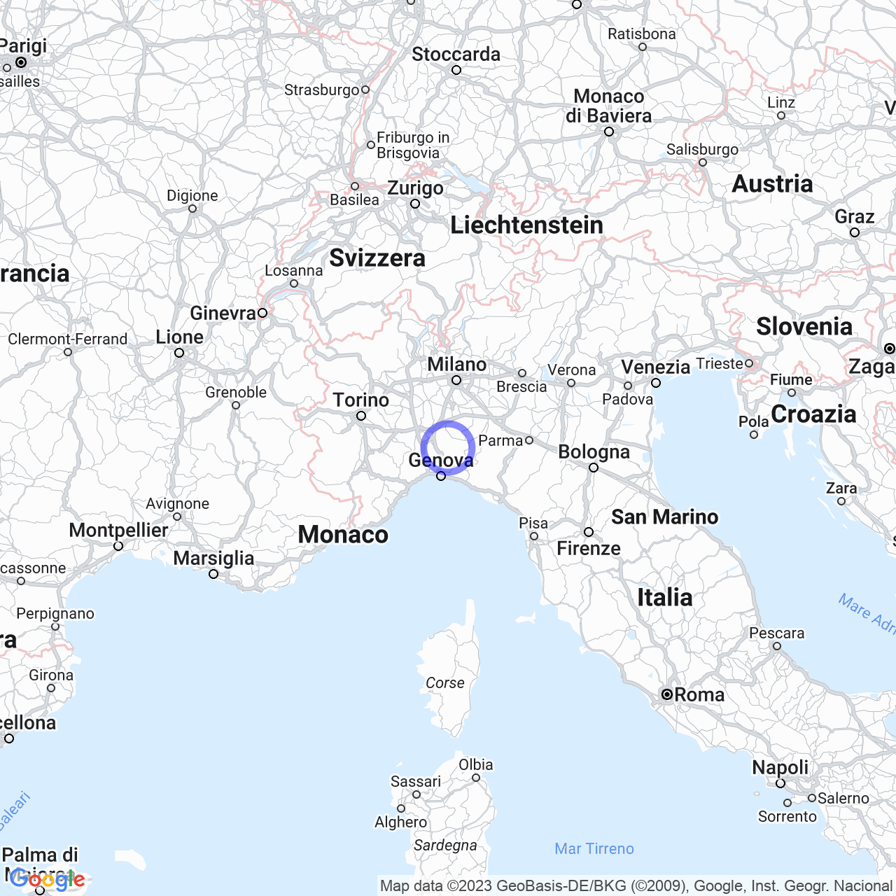 Mappa di Pallavicino in Cantalupo Ligure