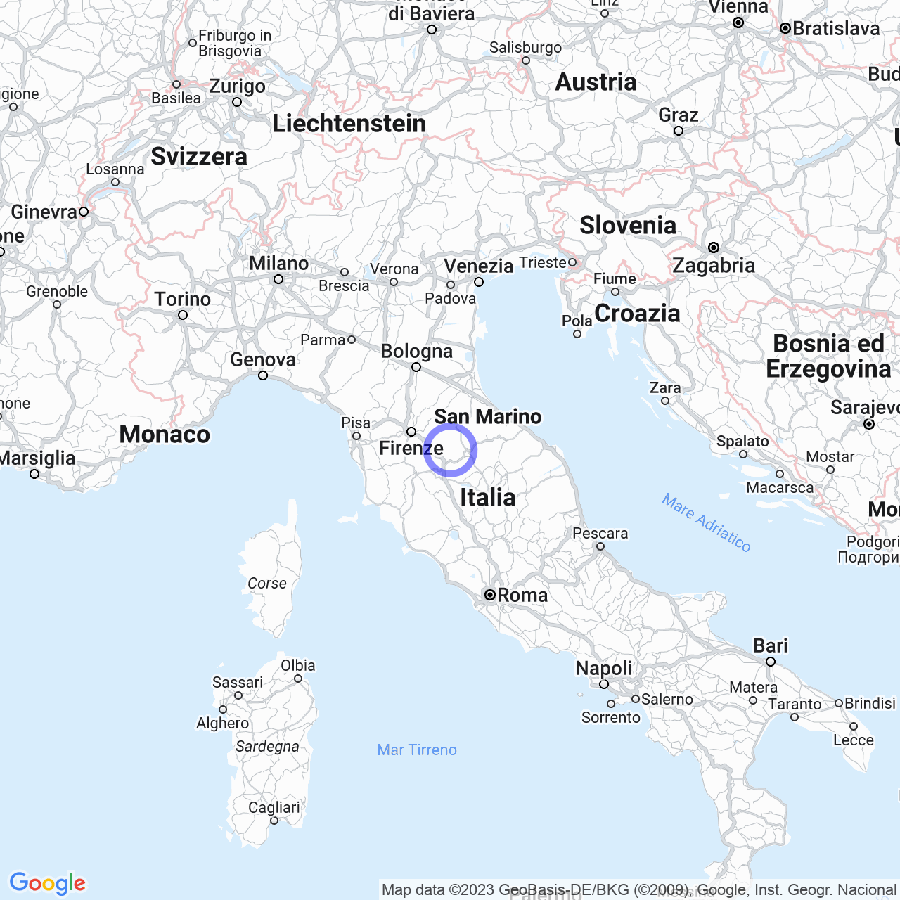 Mappa di Cenina in Capolona