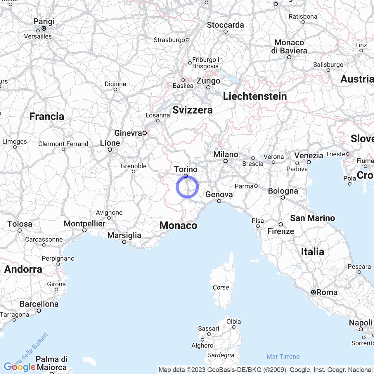 Mappa di Gangaglietti in Caramagna Piemonte