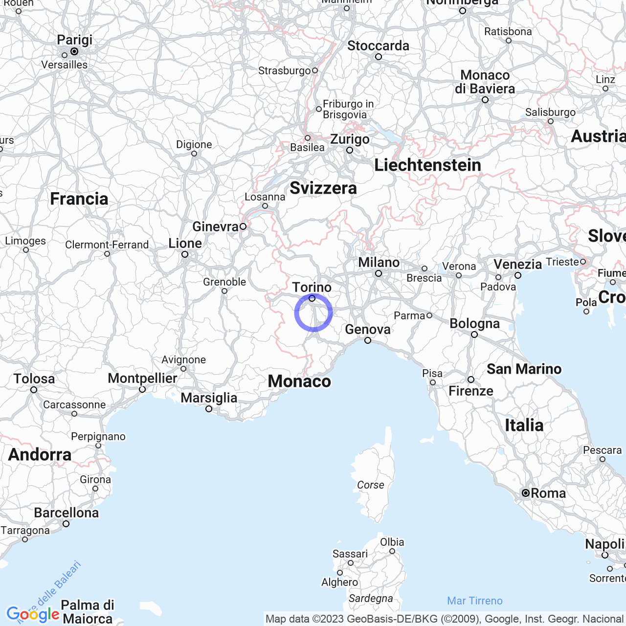 Mappa di Oselle in Carmagnola