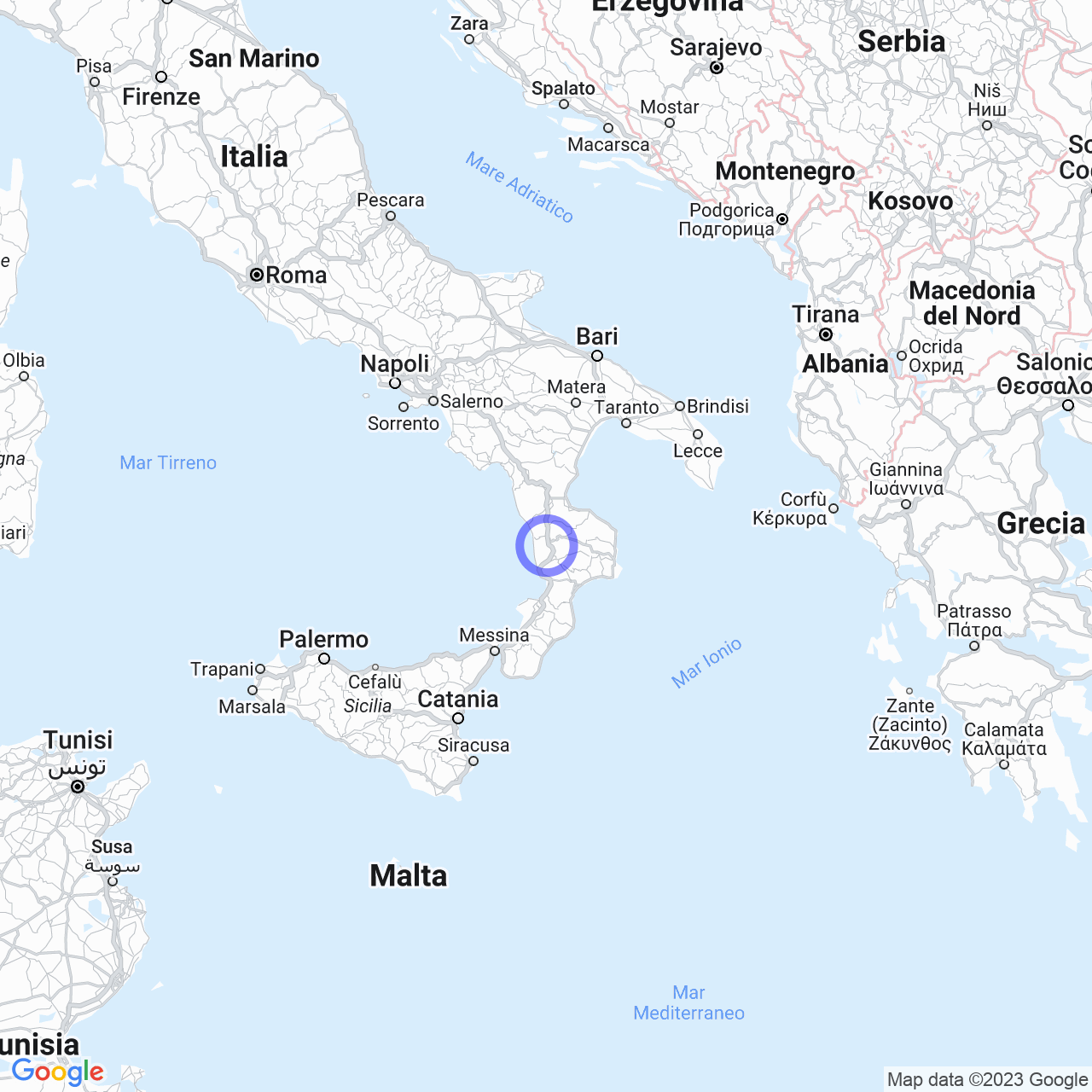 Mappa di Fernite in Carolei