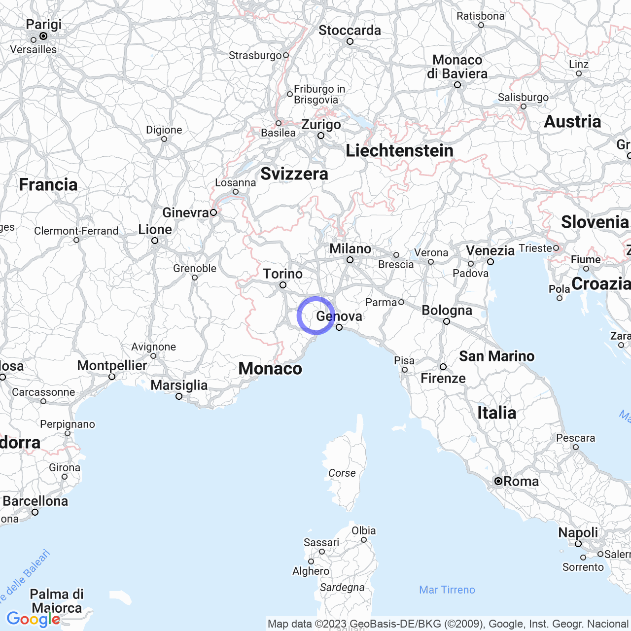 Mappa di Garini in Cartosio