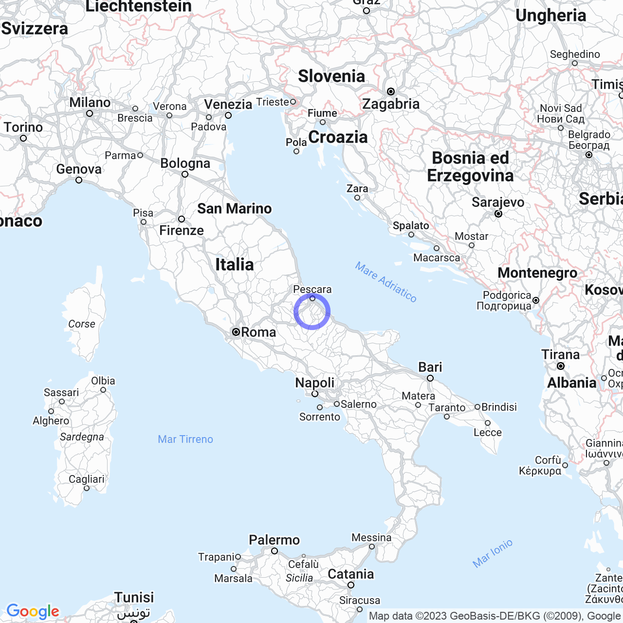 Mappa di Calcara in Casacanditella