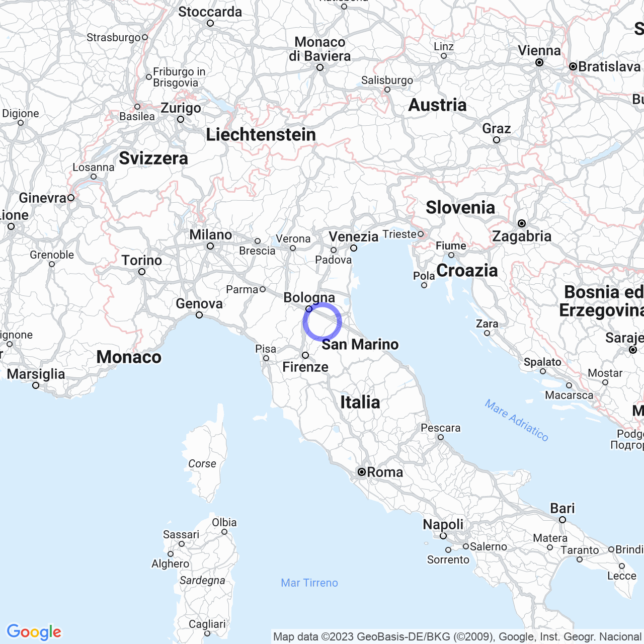 Mappa di La Passerina in Casalfiumanese