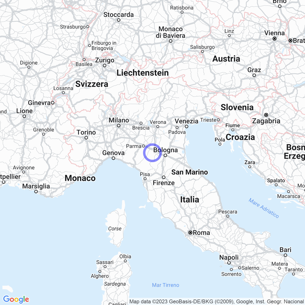 Mappa di Osteria Vecchia in Casalgrande