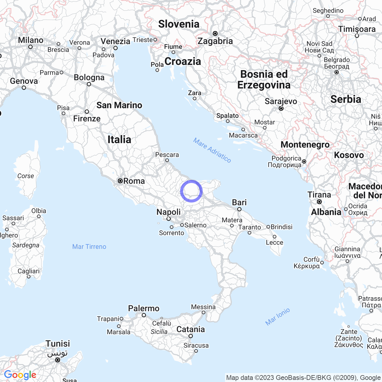 Mappa di Masseria Fonteromano in Casalnuovo Monterotaro