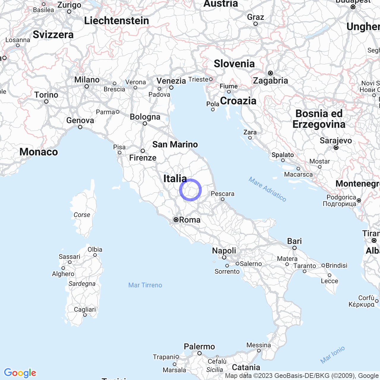 Mappa di Valdonica in Cascia