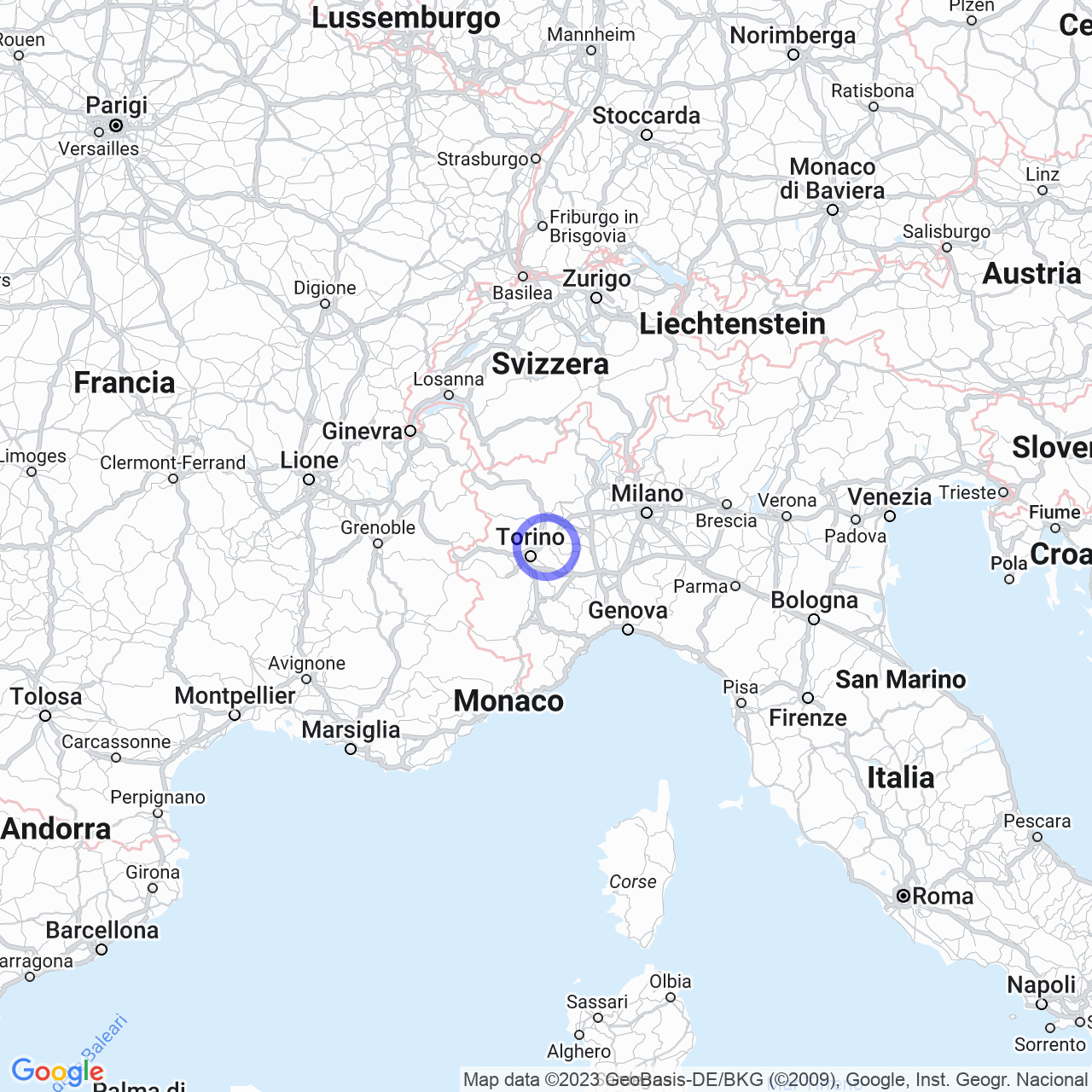 Mappa di Pezzana in Castagneto Po